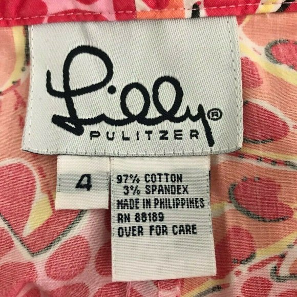 Lilly Pulitzer Pink Orange Butterfly Print Capri Pants - Picture 2 of 6